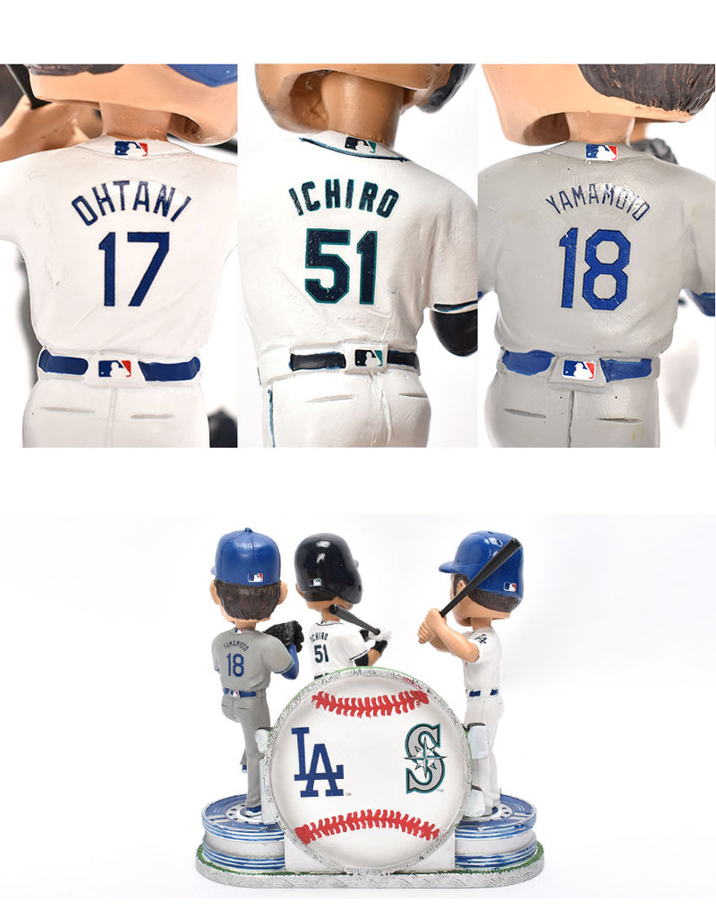 Shohei Ohatani ＆ Yoshinobu Yamamoto ＆ Ichiro Suzuki Los Angeles Dodgers ＆ Seattle Mariners Triple Bobblehead ボブルヘッド