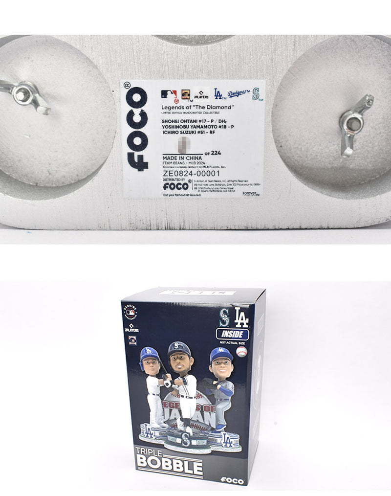 Shohei Ohatani ＆ Yoshinobu Yamamoto ＆ Ichiro Suzuki Los Angeles Dodgers ＆ Seattle Mariners Triple Bobblehead ボブルヘッド