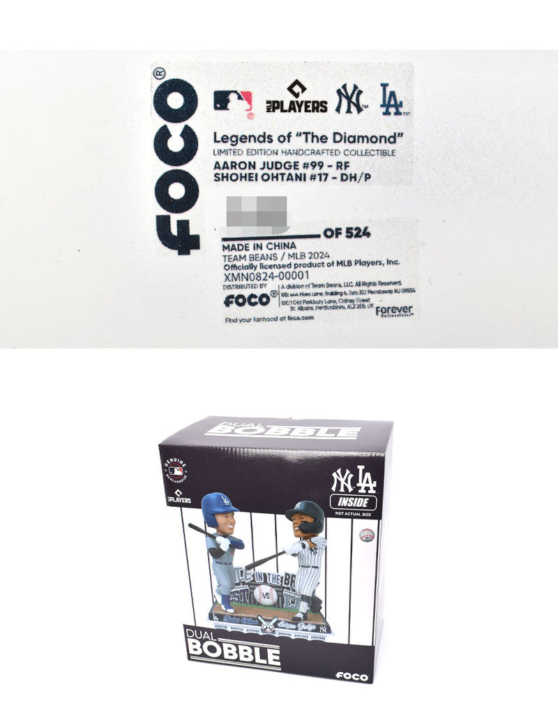 Aaron Judge ＆ Shohei Ohtani New York Yankees ＆ Los Angeles Dodgers Away Uniform Battle in the Bronx Dual Bobblehead ボブルヘッド