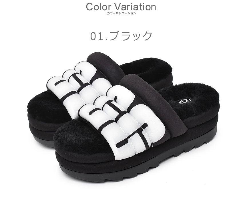 アグ（UGG） マキシ スライド ロゴ 1127067 サンダル 黒 ブラック