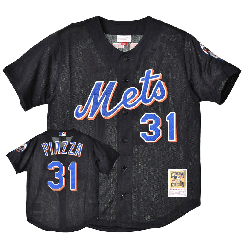 MLB AUTHENTIC MIKE PIAZZA NEW YORK METS 2000 BUTTON FRONT JERSEY ABBF3092-NYM00MPIBLCK ユニフォーム ブラック 黒 ブルー 青 1カラー